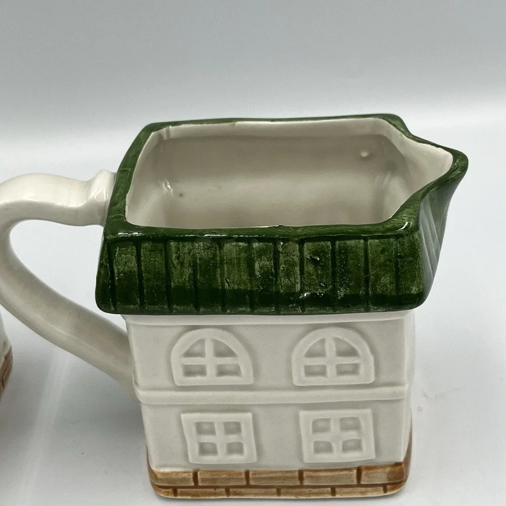 Vintage Jay Imports Cottages Ceramic Sugar & Creamer Set‎ Cottage Farmhouse Core